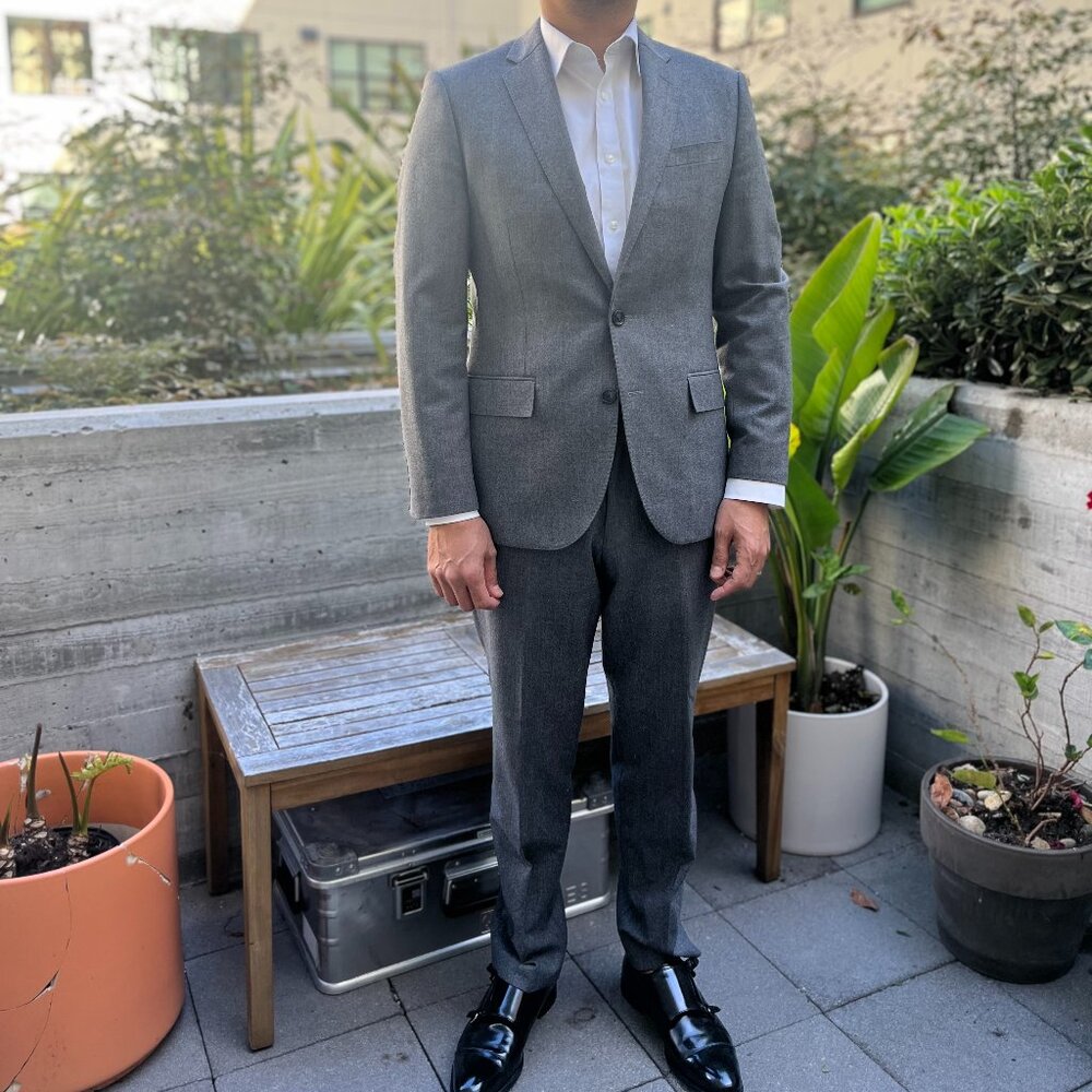SOLD – J.Crew Grey Jacket in Worsted Flannel from Vitale Barberis Canonico (38s)
